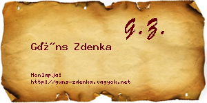 Güns Zdenka névjegykártya